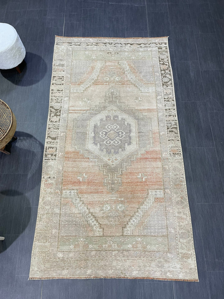 Rust Turkish Runner Rug 4' 2" x 7' 9" Hand-Knotted border