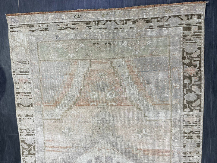 Rust Turkish Runner Rug 4' 2" x 7' 9" Hand-Knotted field