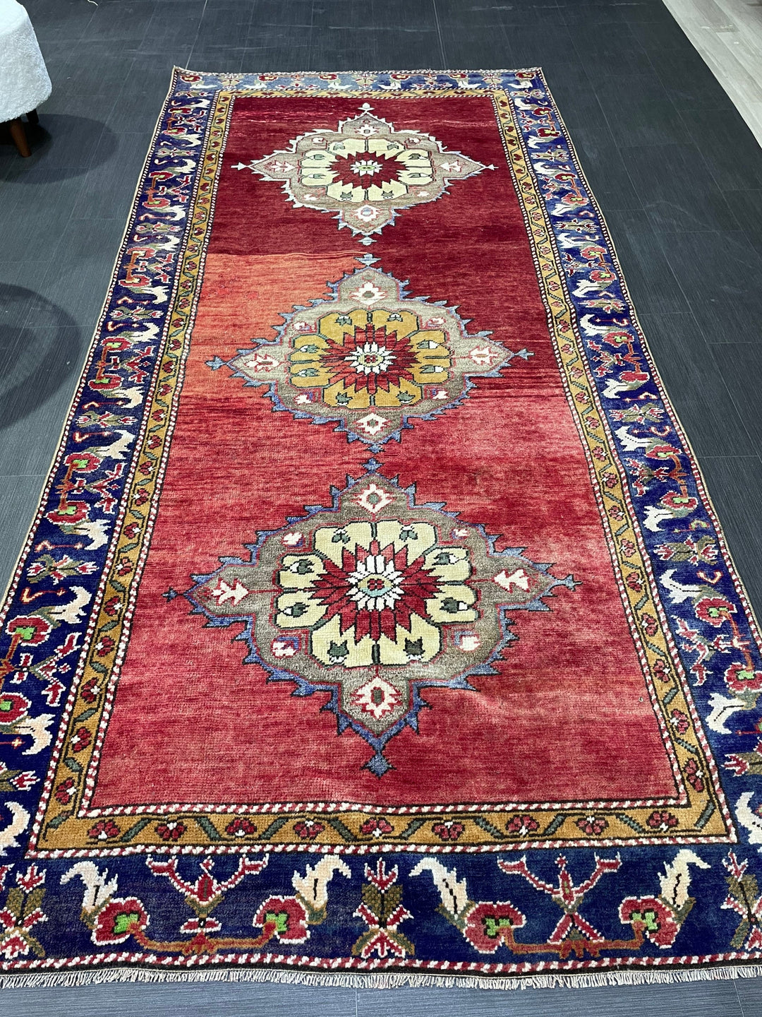 Blue Turkish Oushak Rug 4' 6" x 9' 6" Hand-Knotted | No. WR13645