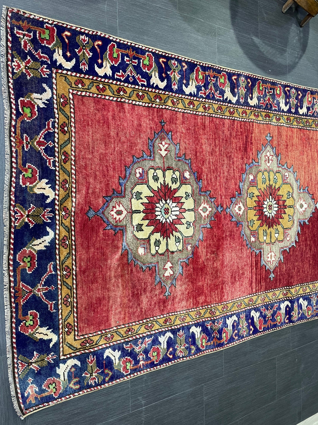 Blue Turkish Oushak Rug 4' 6" x 9' 6" Hand-Knotted | No. WR13645
