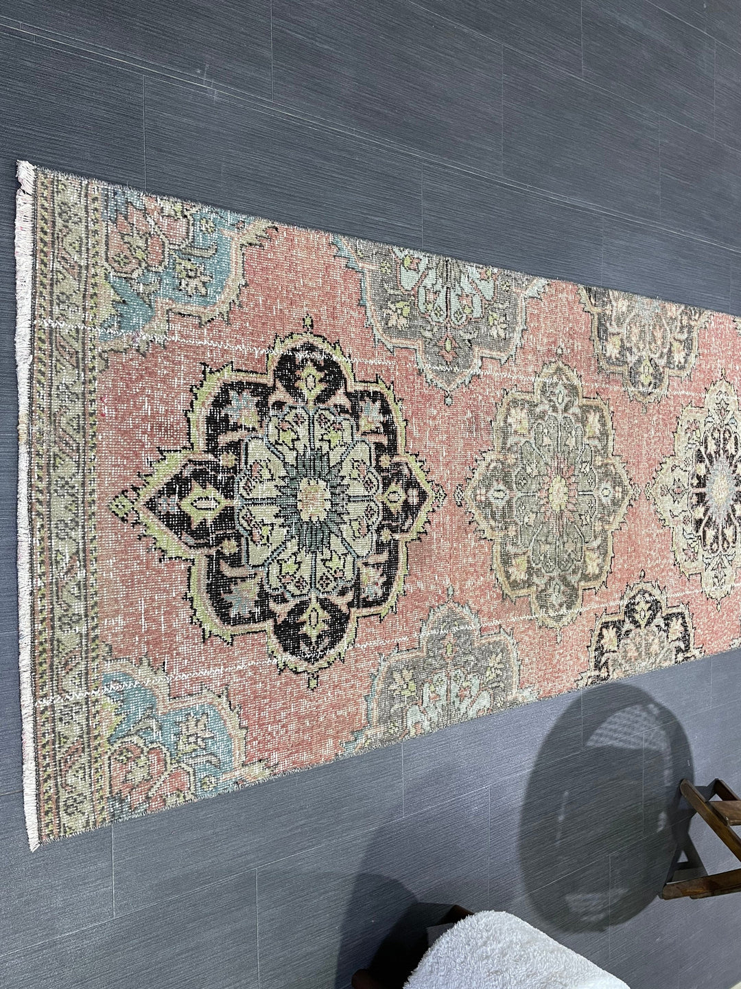 Beige Turkish Distressed Runner Rug 2' 10" x 10' 8" Hand-Knotted | No. WR14658