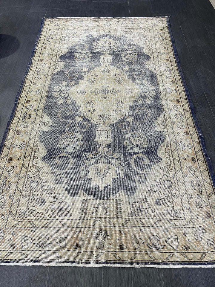 Blue Turkish Oushak Rug 4' 5" x 7' 11" Hand-Knotted | No. WR29019