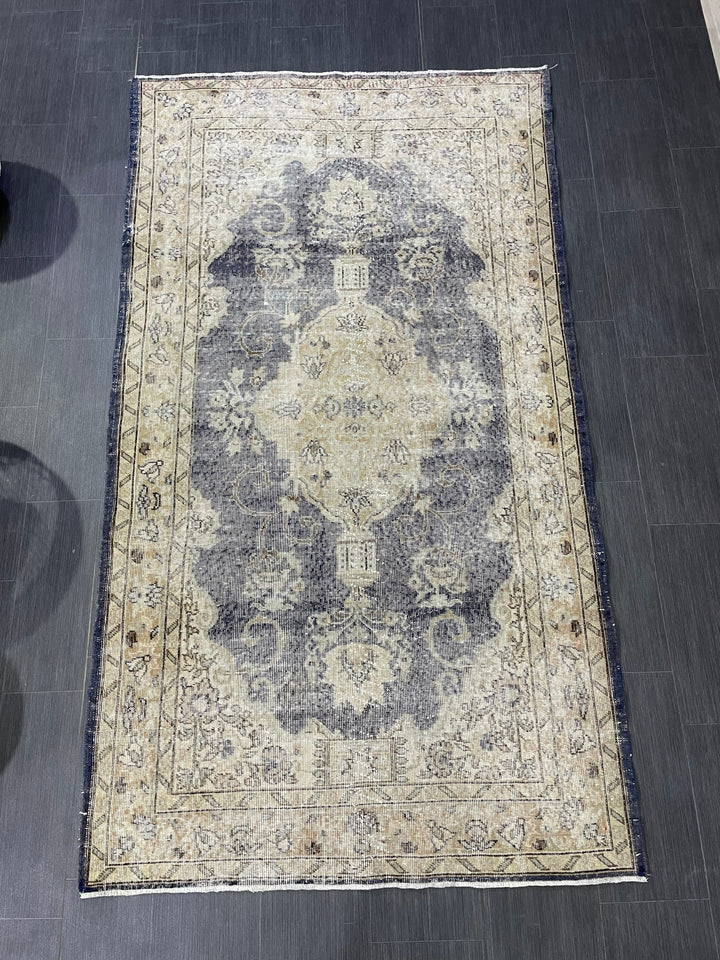 Blue Turkish Oushak Rug 4' 5" x 7' 11" Hand-Knotted | No. WR29019