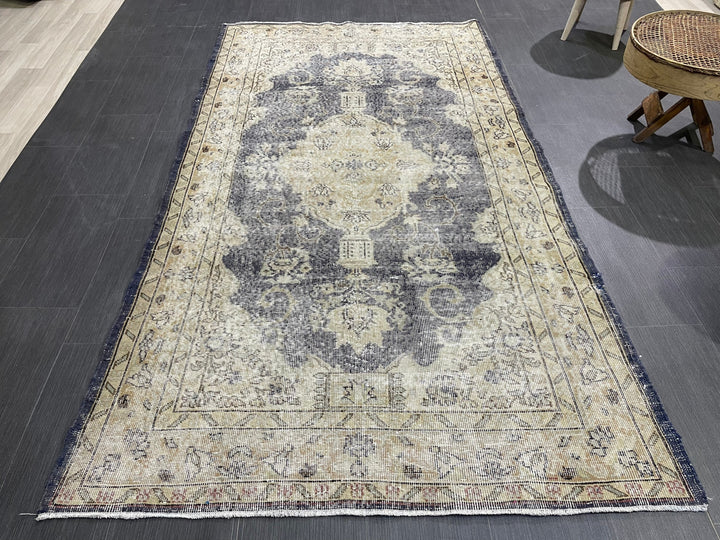 Blue Turkish Oushak Rug 4' 5" x 7' 11" Hand-Knotted | No. WR29019