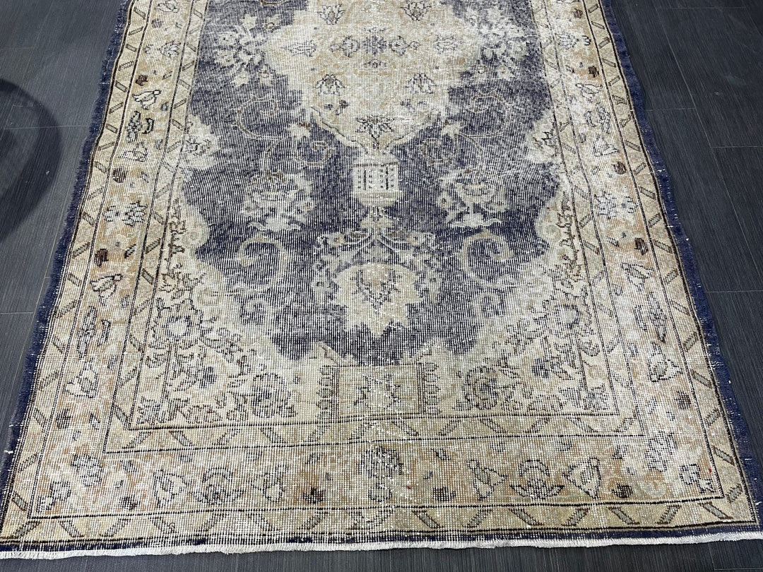 Blue Turkish Oushak Rug 4' 5" x 7' 11" Hand-Knotted | No. WR29019