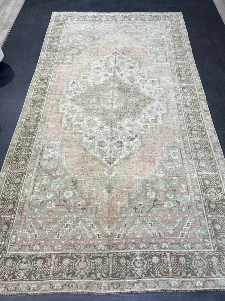 Rust Turkish Oushak Rug 6' 1" x 11' 2" Hand-Knotted close-up