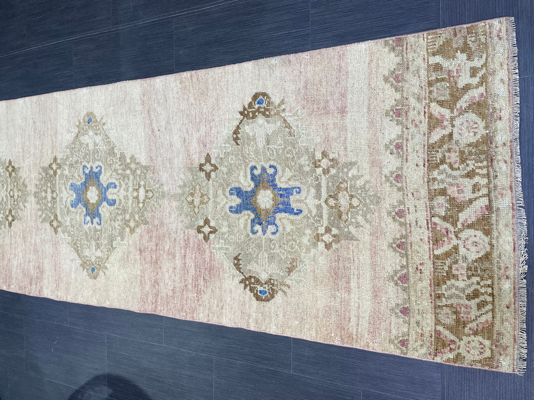 Beige Turkish Runner Rug 2' 10" x 11' 5" Hand-Knotted view