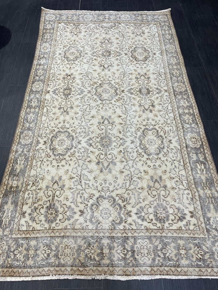 Beige Turkish Vintage Rug 3' 9" x 6' 11" Hand-Knotted | No. WR80898