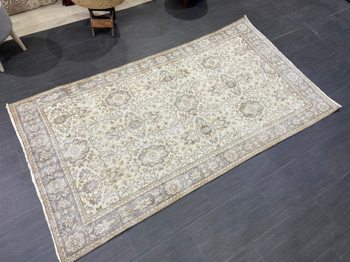 Beige Turkish Vintage Rug 3' 9" x 6' 11" Hand-Knotted | No. WR80898