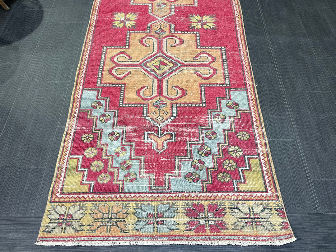Beige Turkish Runner Rug 3' 4" x 9' 3" Hand-Knotted view