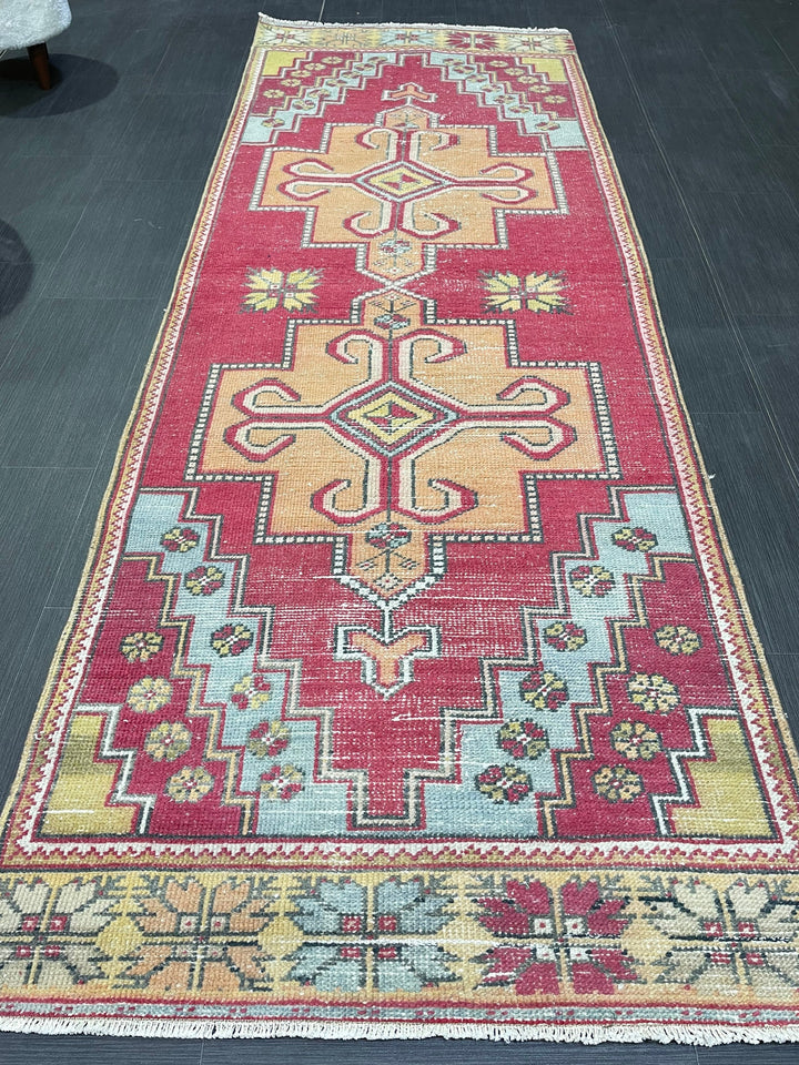 Beige Turkish Runner Rug 3' 4" x 9' 3" Hand-Knotted view 9
