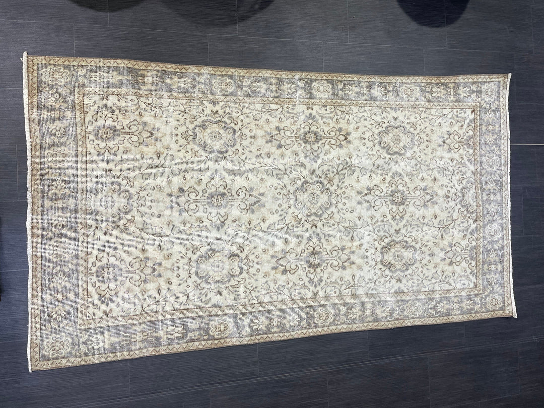 Beige Turkish Vintage Rug 3' 9" x 6' 11" Hand-Knotted | No. WR80898