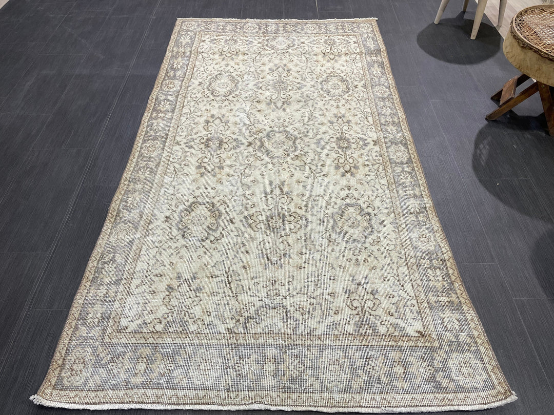 Beige Turkish Vintage Rug 3' 9" x 6' 11" Hand-Knotted | No. WR80898