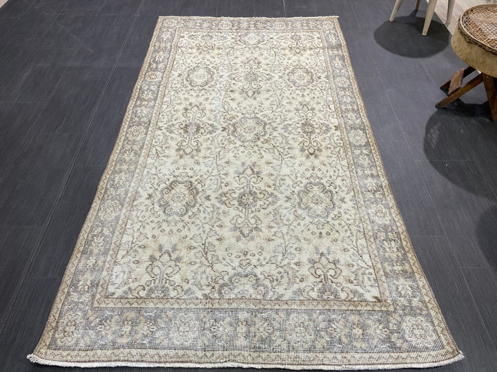 Beige Turkish Vintage Rug 3' 9" x 6' 11" Hand-Knotted | No. WR80898