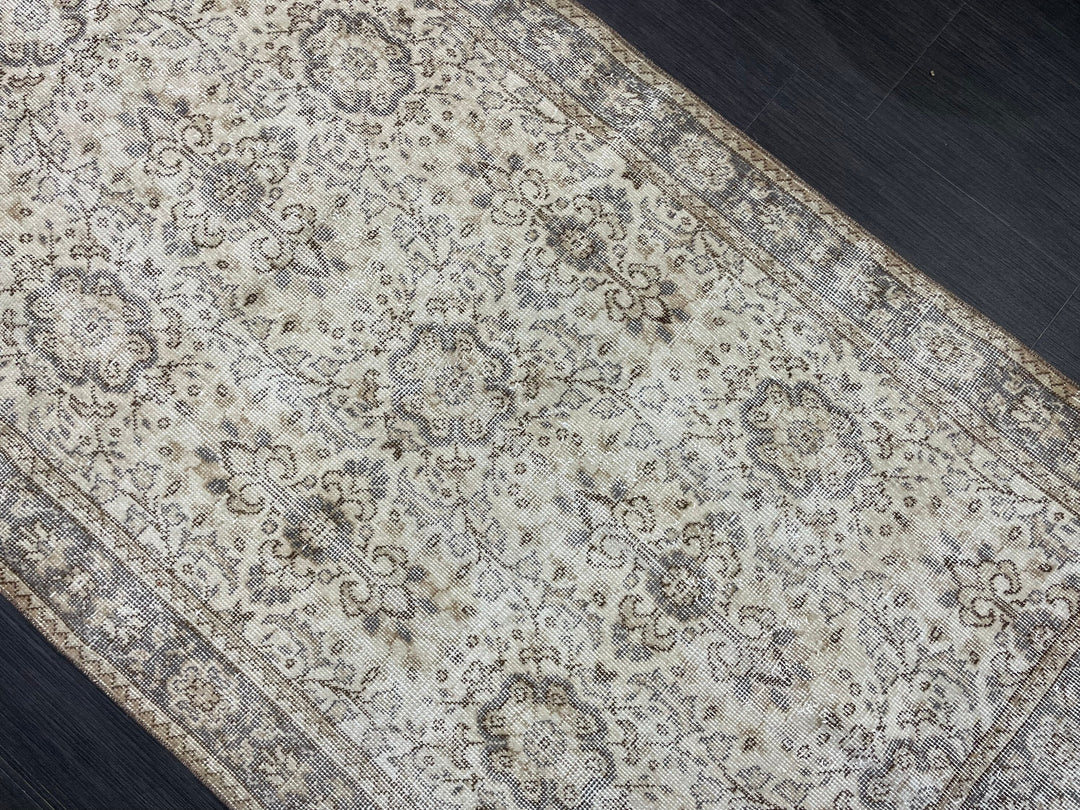 Beige Turkish Vintage Rug 3' 9" x 6' 11" Hand-Knotted | No. WR80898