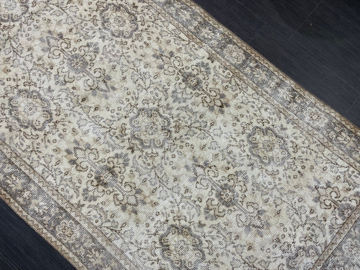 Beige Turkish Vintage Rug 3' 9" x 6' 11" Hand-Knotted | No. WR80898