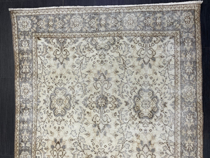 Beige Turkish Vintage Rug 3' 9" x 6' 11" Hand-Knotted | No. WR80898