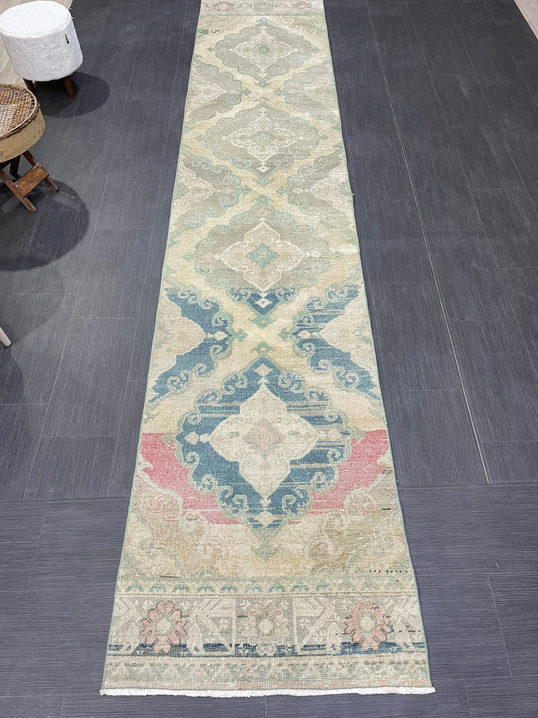 Beige Turkish Runner Rug 2' 8" x 12' 10" Hand-Knotted view