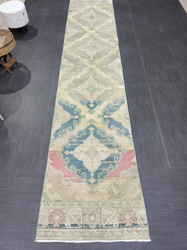 Beige Turkish Runner Rug 2' 8" x 12' 10" Hand-Knotted view