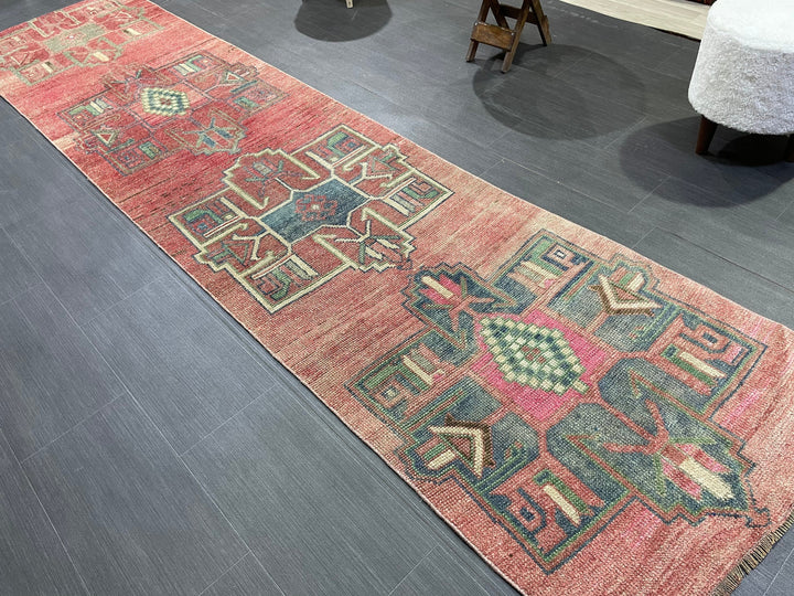 Beige Turkish Runner Rug 2' 8" x 11' 1" Hand-Knotted