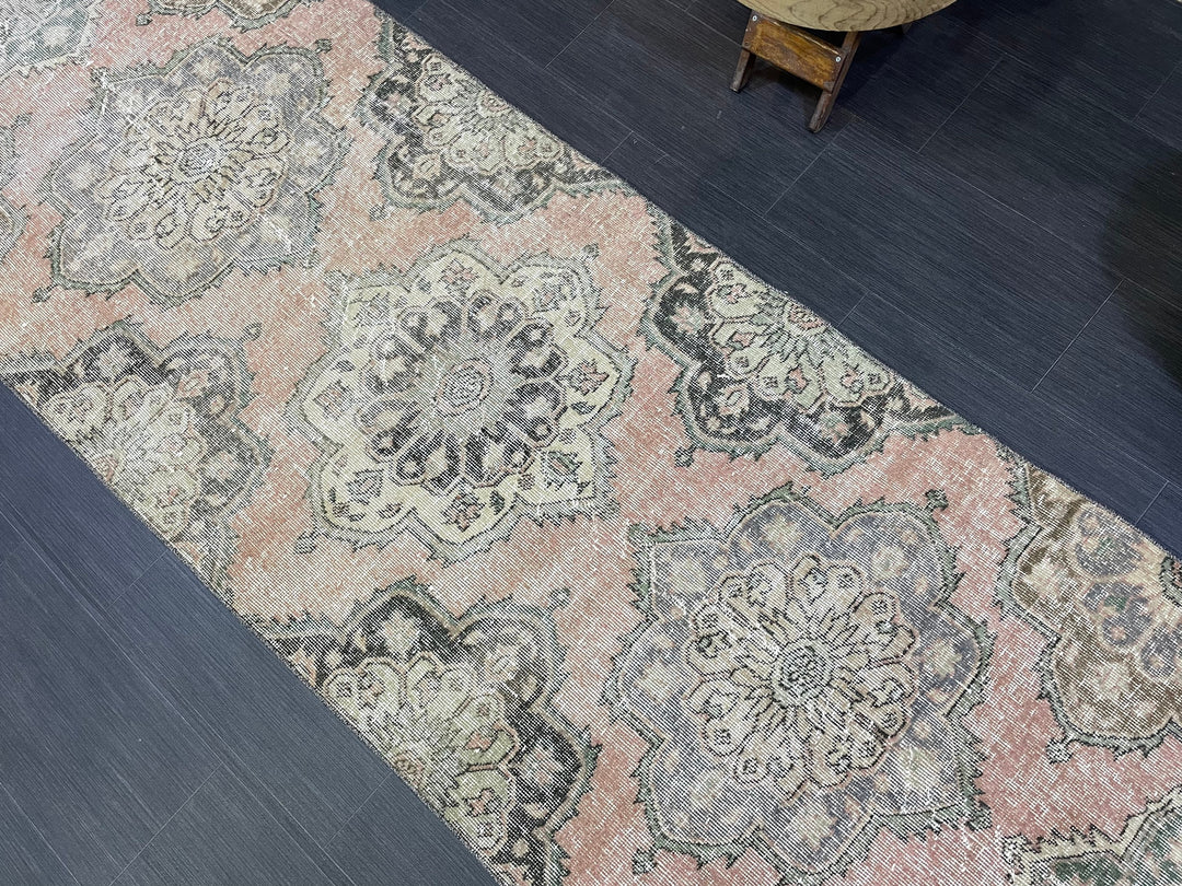 Beige Turkish Runner Rug 3' x 12' 7" Hand-Knotted | No. WR45518