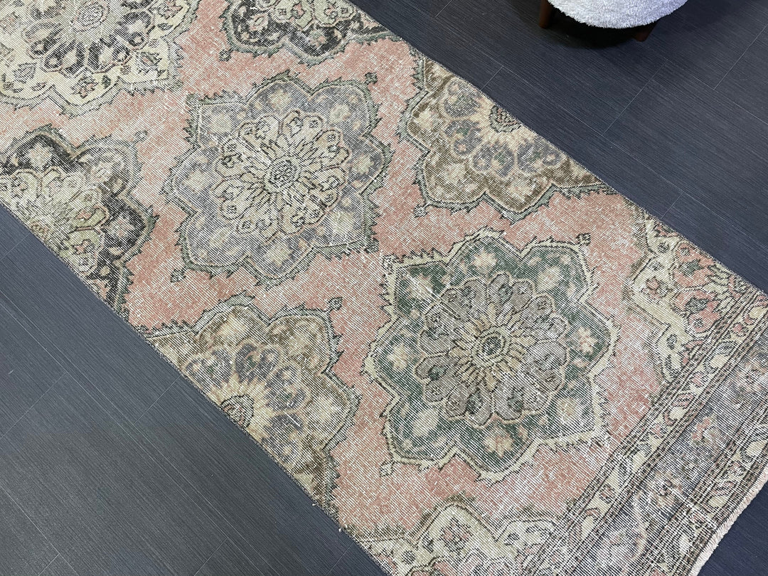 Beige Turkish Runner Rug 3' x 12' 7" Hand-Knotted | No. WR45518