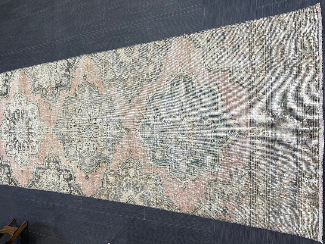 Beige Turkish Runner Rug 3' x 12' 7" Hand-Knotted | No. WR45518