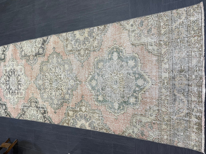 Beige Turkish Runner Rug 3' x 12' 7" Hand-Knotted | No. WR45518