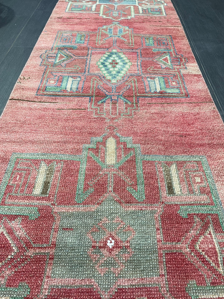 Beige Turkish Runner Rug 2' 8" x 11' 1" Hand-Knotted reverse