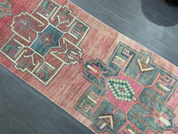 Beige Turkish Runner Rug 2' 8" x 11' 1" Hand-Knotted detail