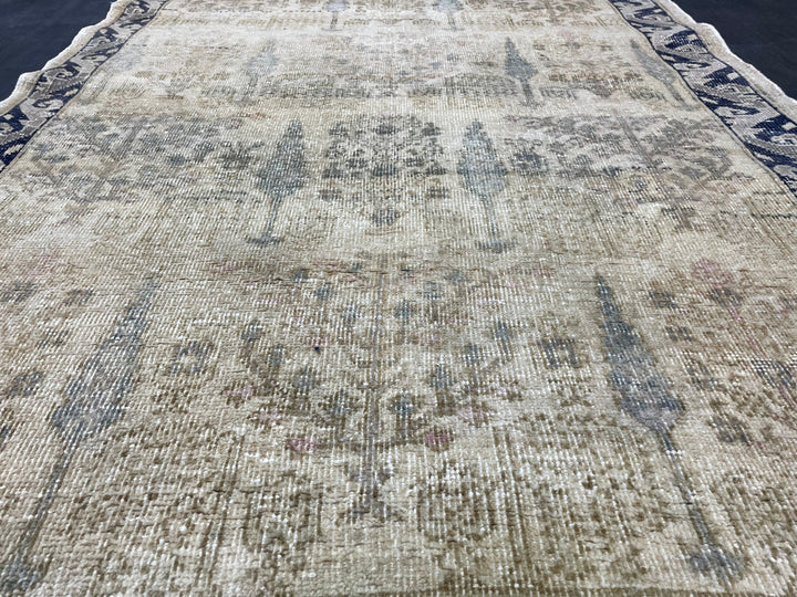 Beige Turkish Oushak Rug 3' 11" x 6' 7" Hand-Knotted field