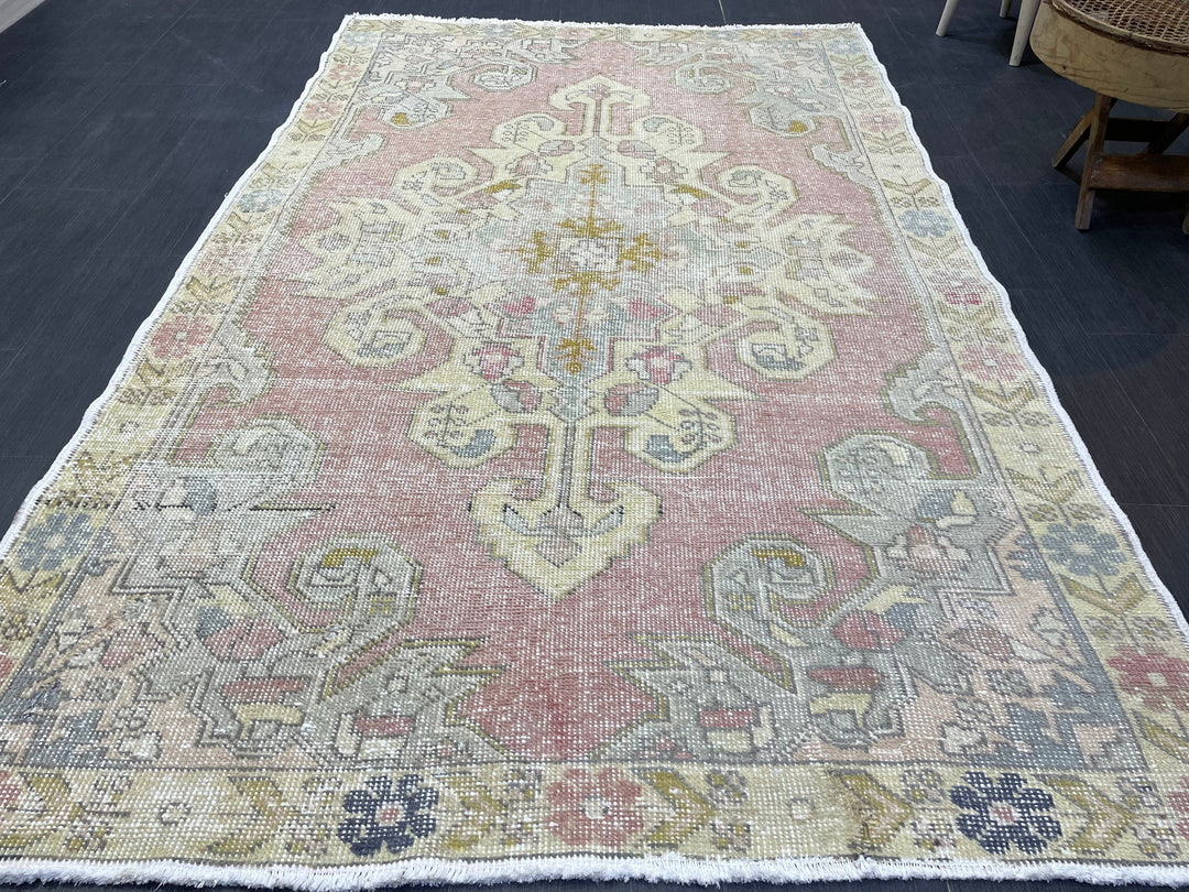 Beige Turkish Oushak Rug 4' 7" x 7' 4" Hand-Knotted view