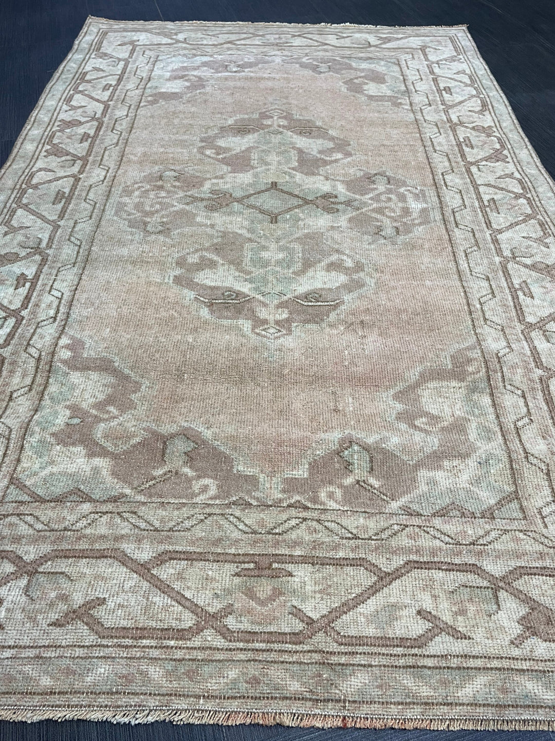 Rust Turkish Runner Rug 3' 6" x 5' 6" Hand-Knotted detail