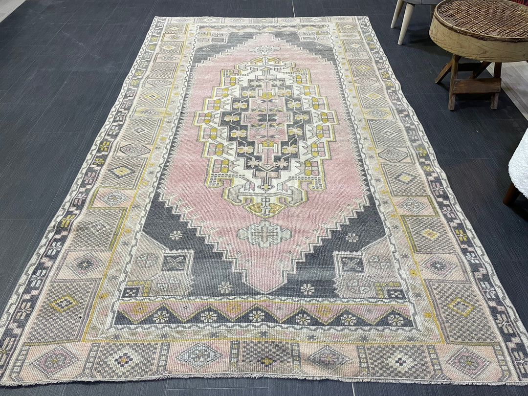 Rust Turkish Oushak Rug 4' 8" x 7' 7" Hand-Knotted texture