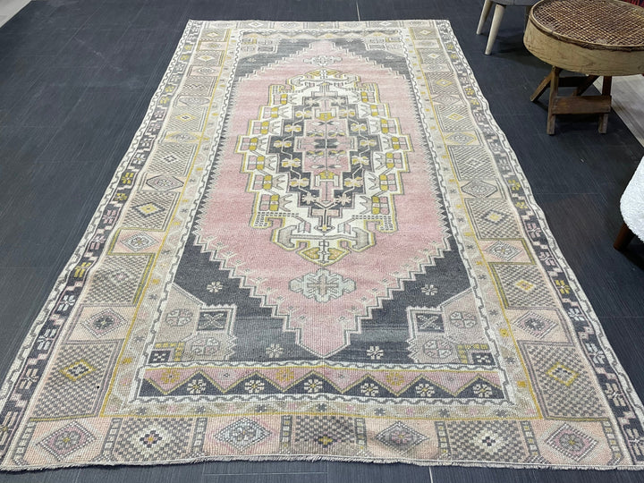 Rust Turkish Oushak Rug 4' 8" x 7' 7" Hand-Knotted texture
