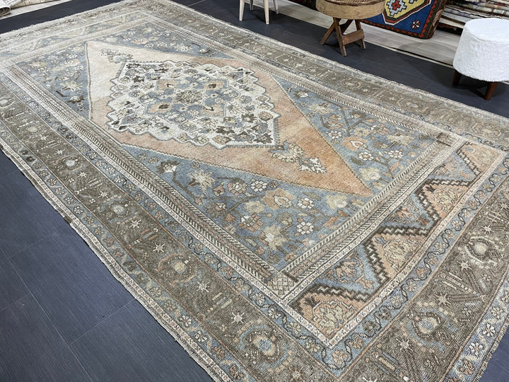 Tan Turkish Oushak Rug 6' 7" x 12' 5" Hand-Knotted