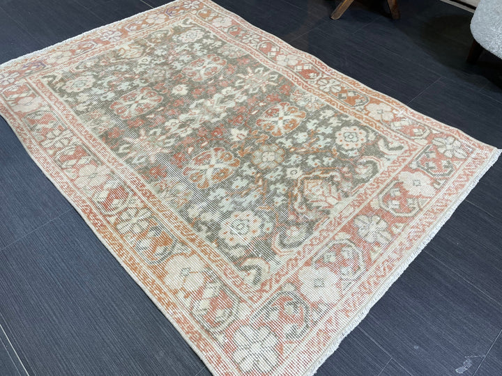 Rust Turkish Oushak Rug 3' 1" x 4' 5" Hand-Knotted