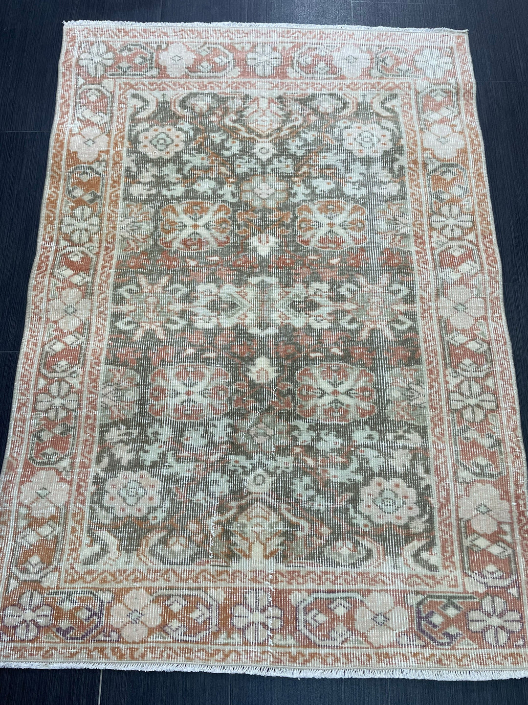 Rust Turkish Oushak Rug 3' 1" x 4' 5" Hand-Knotted border