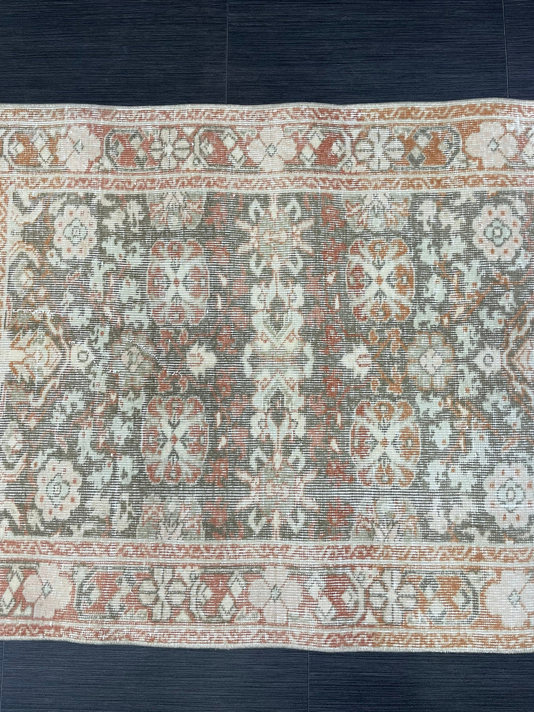 Rust Turkish Oushak Rug 3' 1" x 4' 5" Hand-Knotted close-up