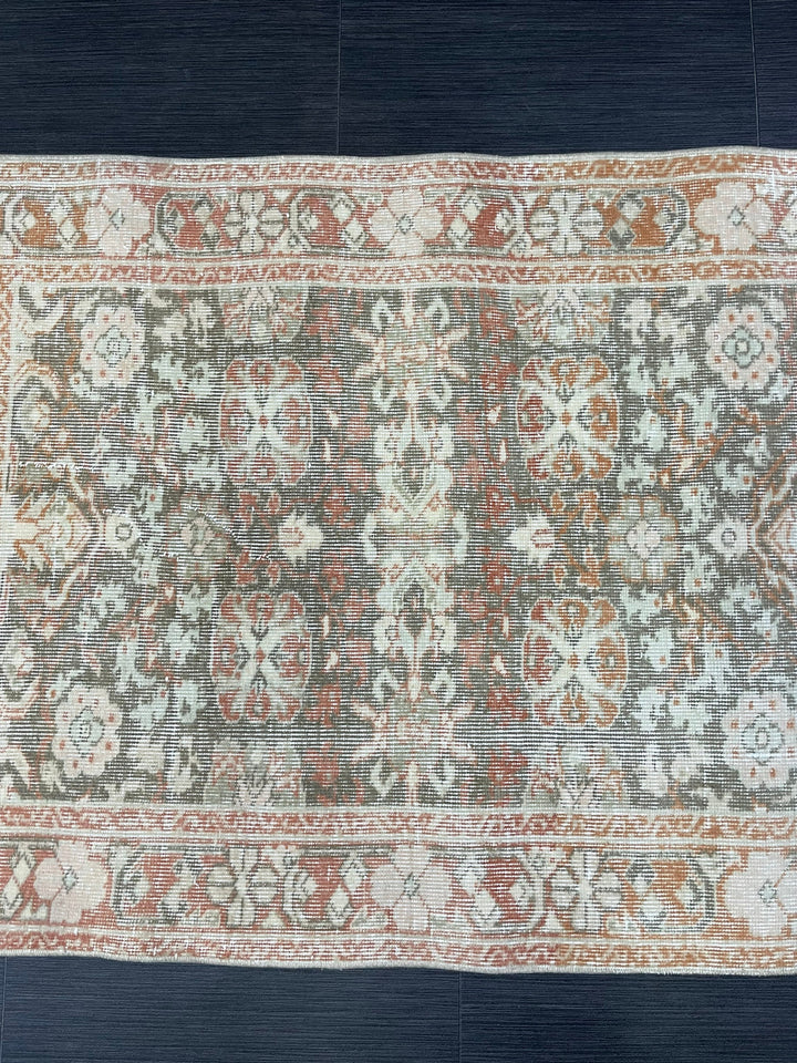 Rust Turkish Oushak Rug 3' 1" x 4' 5" Hand-Knotted close-up
