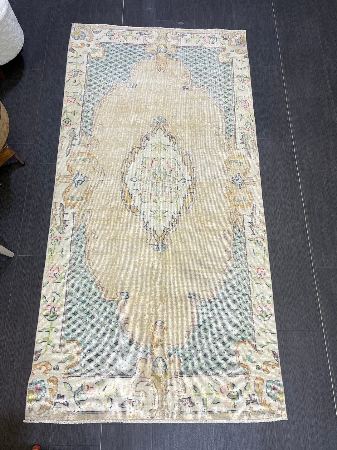 Tan Turkish Oushak Rug 3' 7" x 7' 1" Hand-Knotted view