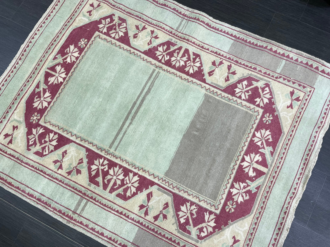 Brown Turkish Oushak Rug 3' 11" x 4' 11" Hand-Knotted | No. WR20533