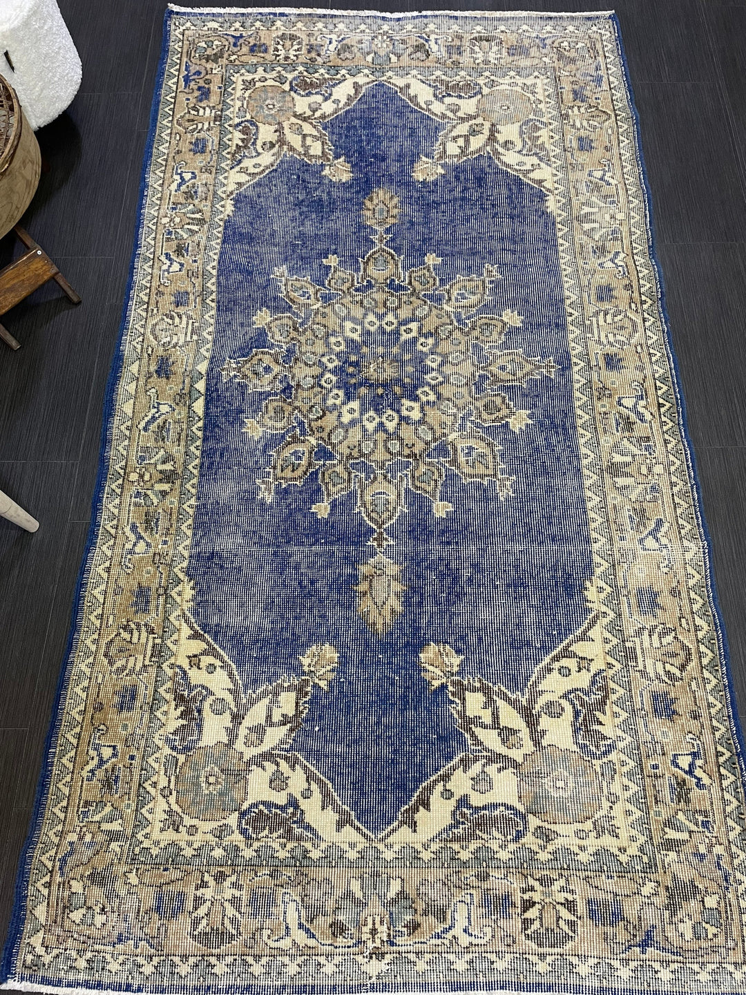 Blue Turkish Oushak Rug 3' 9" x 7' Hand-Knotted | No. WR12709