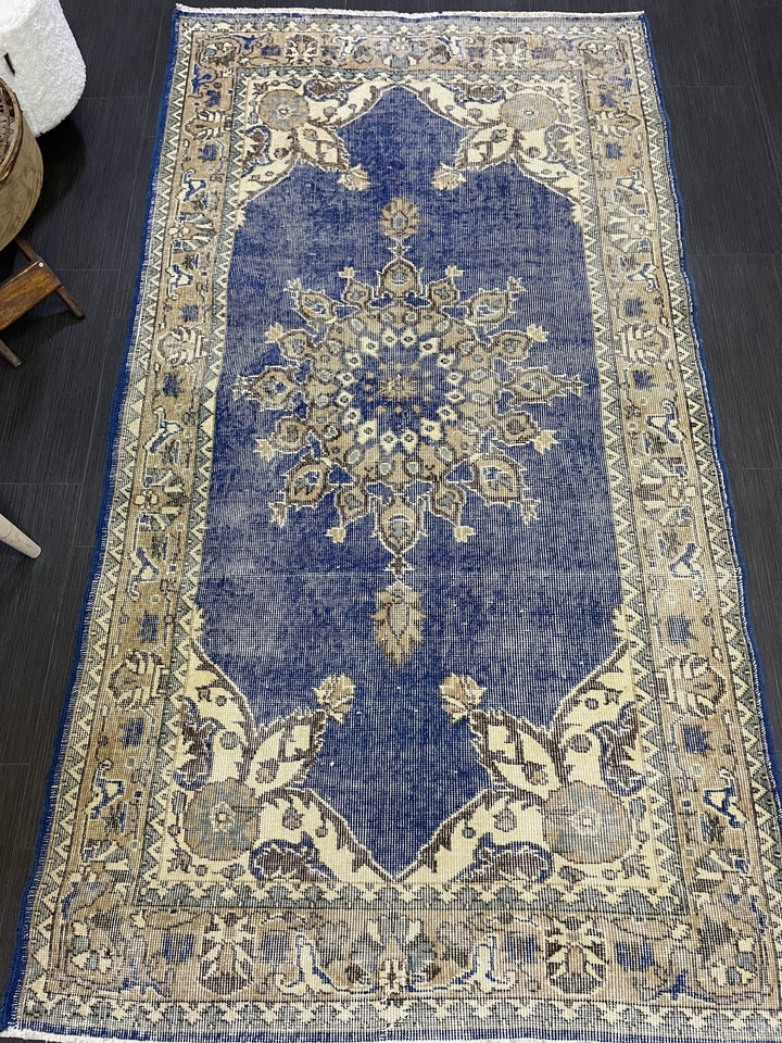 Blue Turkish Oushak Rug 3' 9" x 7' Hand-Knotted | No. WR12709