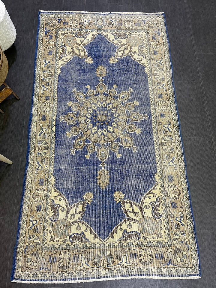 Blue Turkish Oushak Rug 3' 9" x 7' Hand-Knotted | No. WR12709