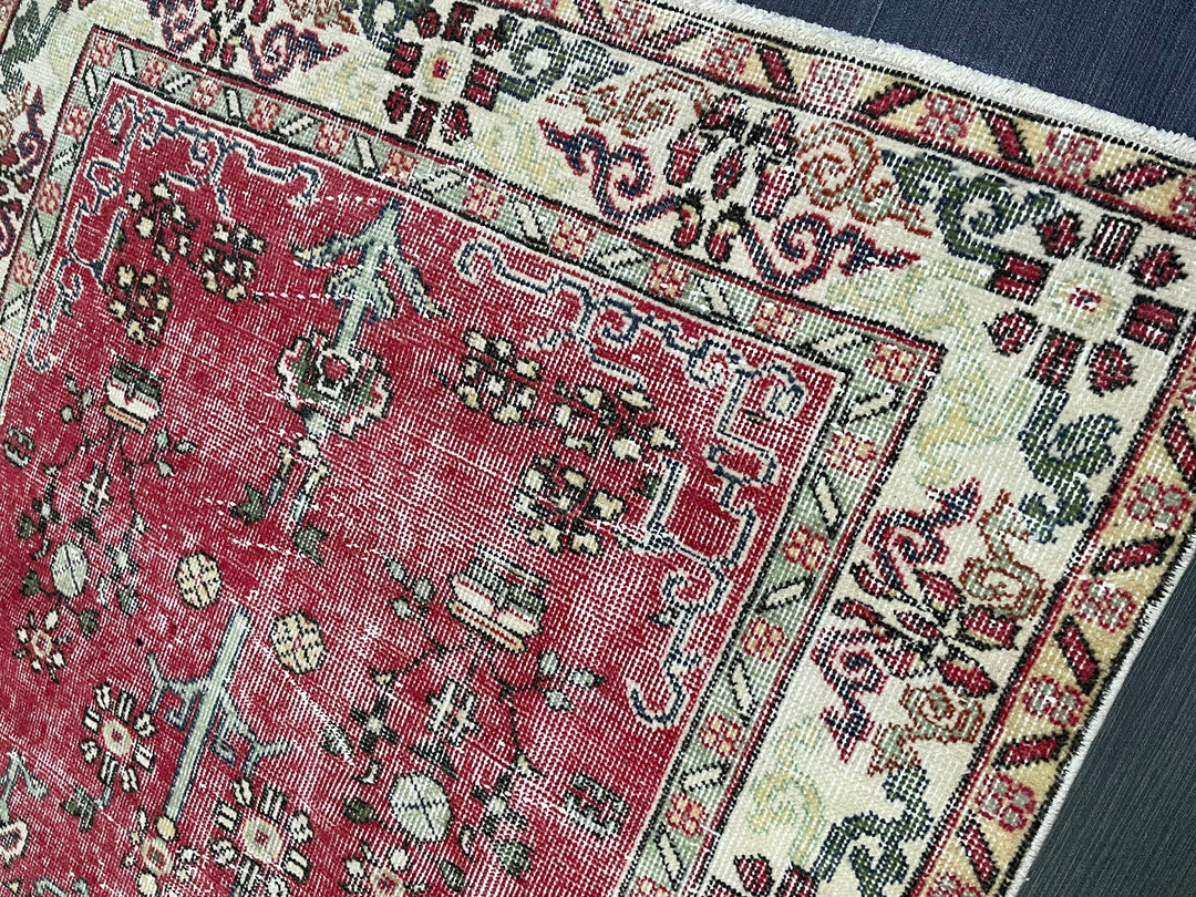 Beige Turkish Runner Rug 3' 8" x 7' Hand-Knotted view 9