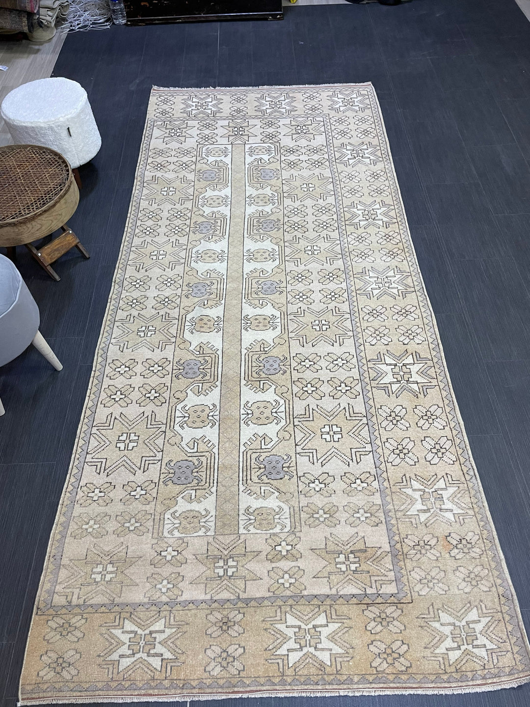 Pink Turkish Oushak Rug 4' x 9' 4" Hand-Knotted view 9