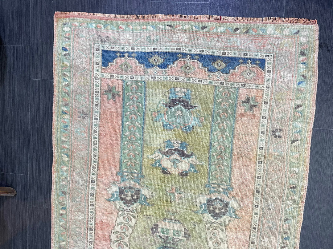 Beige Turkish Runner Rug 3' 1" x 4' 2" Hand-Knotted view