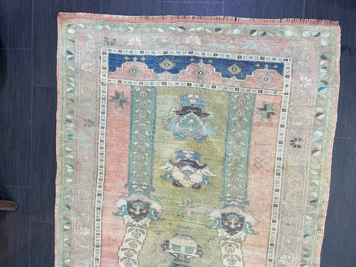 Beige Turkish Runner Rug 3' 1" x 4' 2" Hand-Knotted view