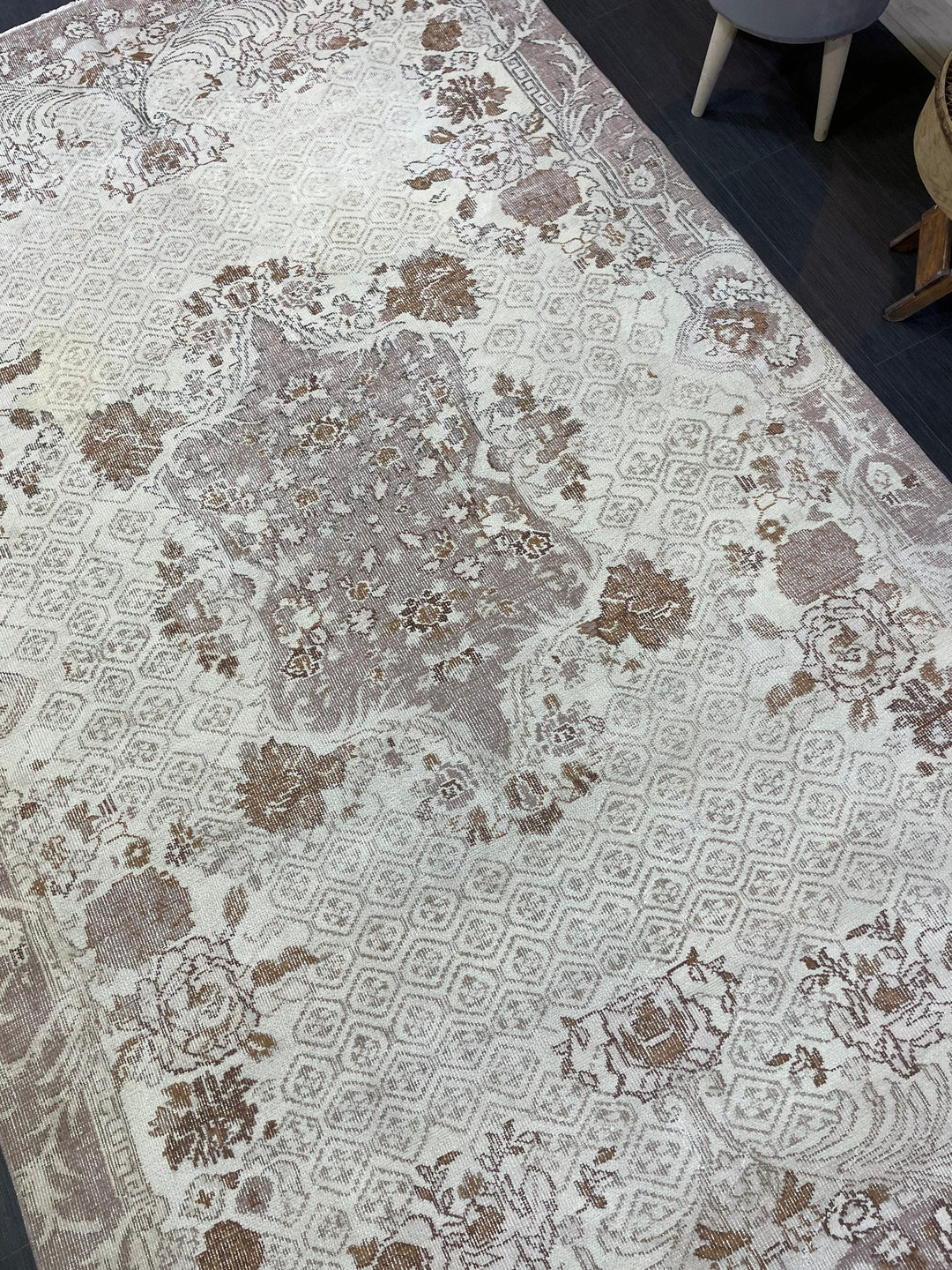 Beige Turkish Runner Rug 5' 10" x 9' 4" Hand-Knotted | No. WR72595